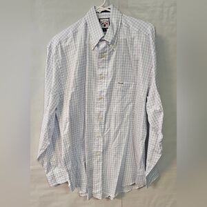 Faconnable White and Blue Checkered Button Down Shirt